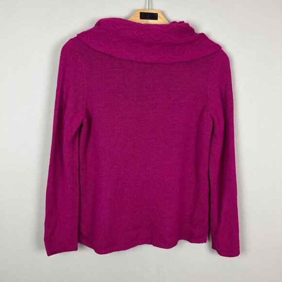 Chicos 2 Sweater Womens Large Pink Chunky Knit Cowl Neck Long Sleeve Wool Blend - Picture 6 of 8